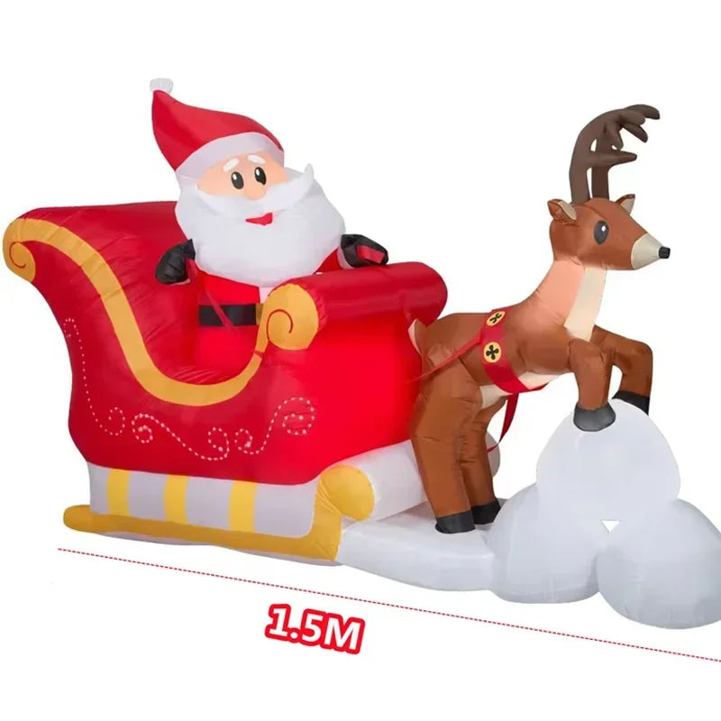 Large Inflatable Santa & Reindeer – Christmas Sleigh Decoration for Garden or Lawn