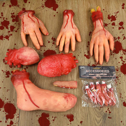 2025 Halloween Fake Human Arm Plastic Hands Foot Bloody Dead Body Parts Outdoor Haunted House Scary Props Halloween Decorations