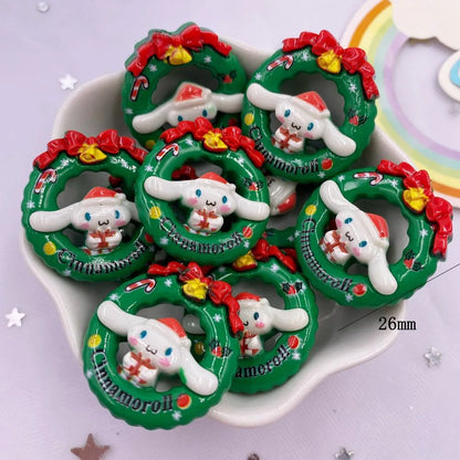 Set of 10 Kawaii Christmas Resin Figurines – Santa, Tree, Snowman & Bell Decorations for DIY Crafts