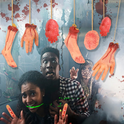 2025 Halloween Fake Human Arm Plastic Hands Foot Bloody Dead Body Parts Outdoor Haunted House Scary Props Halloween Decorations
