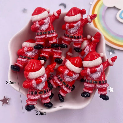 Set of 10 Kawaii Christmas Resin Figurines – Santa, Tree, Snowman & Bell Decorations for DIY Crafts