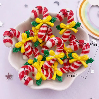 Set of 10 Kawaii Christmas Resin Figurines – Santa, Tree, Snowman & Bell Decorations for DIY Crafts
