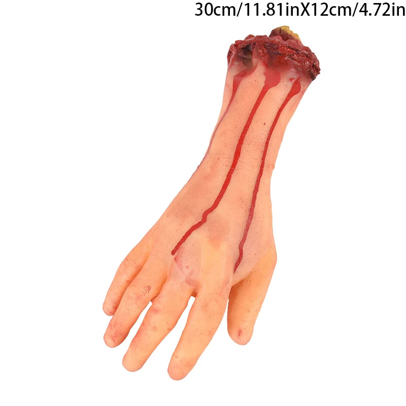 2025 Halloween Fake Human Arm Plastic Hands Foot Bloody Dead Body Parts Outdoor Haunted House Scary Props Halloween Decorations