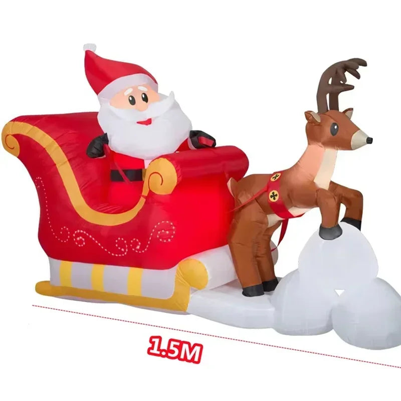 Large Inflatable Santa & Reindeer – Christmas Sleigh Decoration for Garden or Lawn