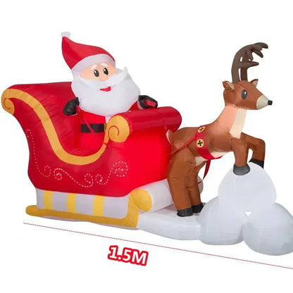 Large Inflatable Santa & Reindeer – Christmas Sleigh Decoration for Garden or Lawn