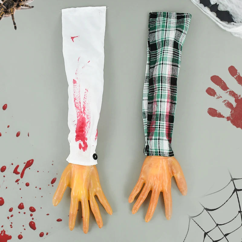 2025 Halloween Fake Human Arm Plastic Hands Foot Bloody Dead Body Parts Outdoor Haunted House Scary Props Halloween Decorations