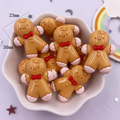 Set of 10 Kawaii Christmas Resin Figurines – Santa, Tree, Snowman & Bell Decorations for DIY Crafts