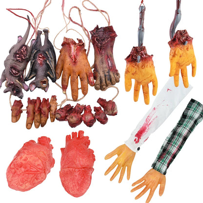 2025 Halloween Fake Human Arm Plastic Hands Foot Bloody Dead Body Parts Outdoor Haunted House Scary Props Halloween Decorations