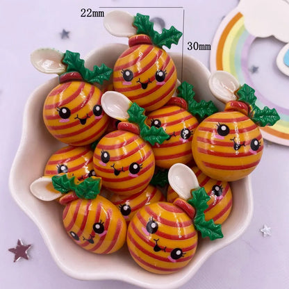 Set of 10 Kawaii Christmas Resin Figurines – Santa, Tree, Snowman & Bell Decorations for DIY Crafts