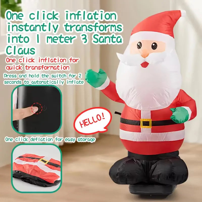Large Inflatable Santa & Reindeer – Christmas Sleigh Decoration for Garden or Lawn